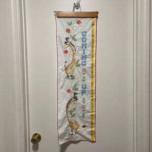 Hand stitched child’s growth chart Giraffe Tapestry 36 inches tall
